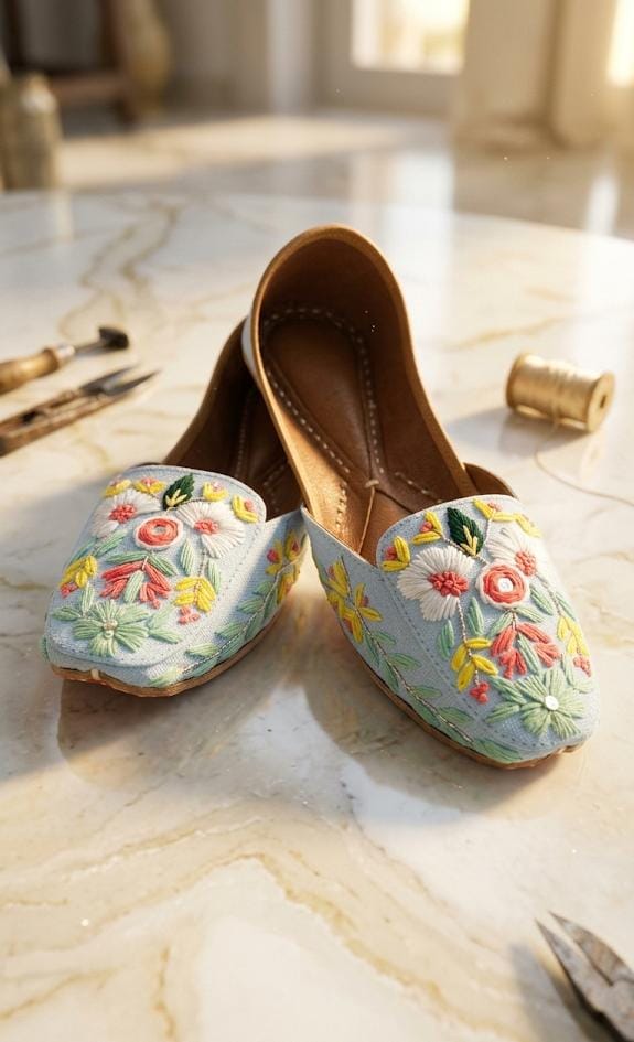 Pastel Floral Embroidered Ethnic Jutti