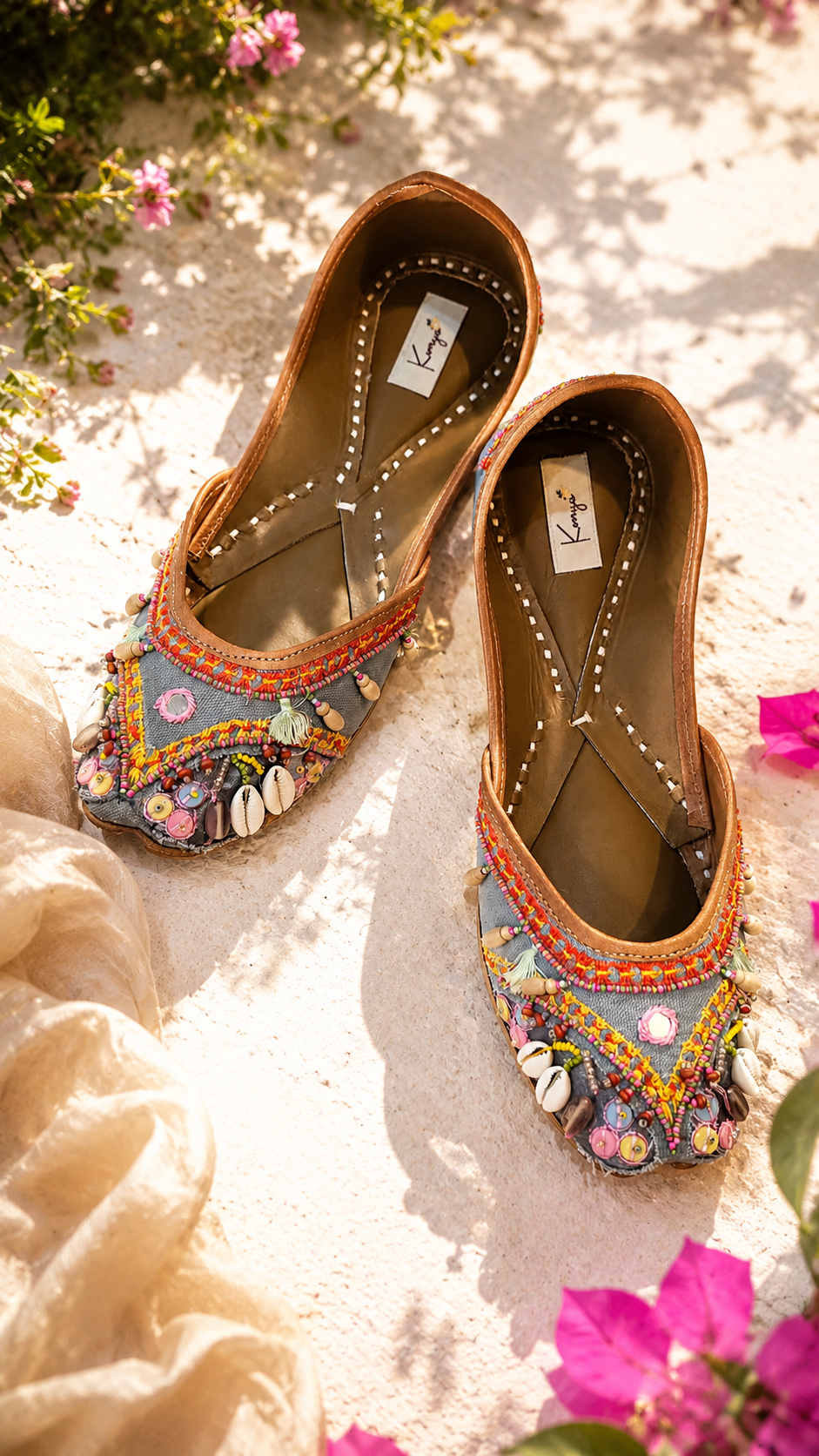 Boho Shell Embellished Handcrafted Jutti