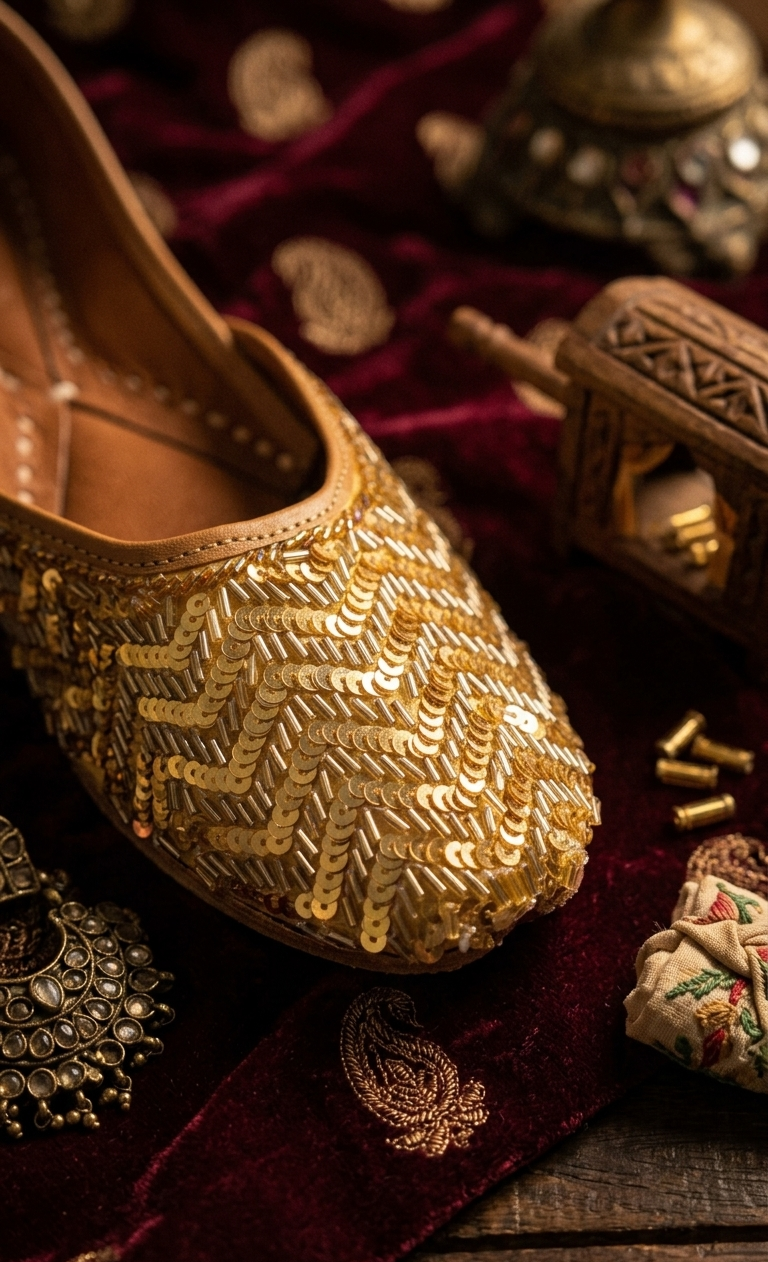 Golden Chevron Embellished Jutti
