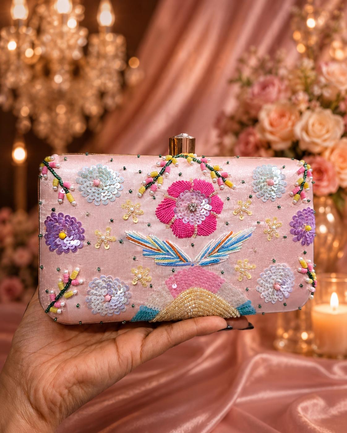 Blush Garden Embellished Clutch