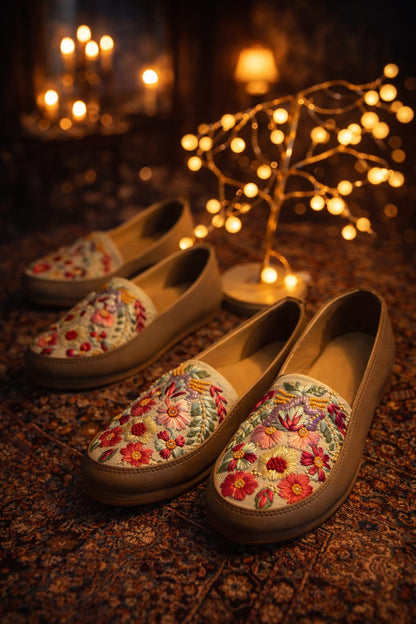Elegant Floral Embroidered Slip-On shoes