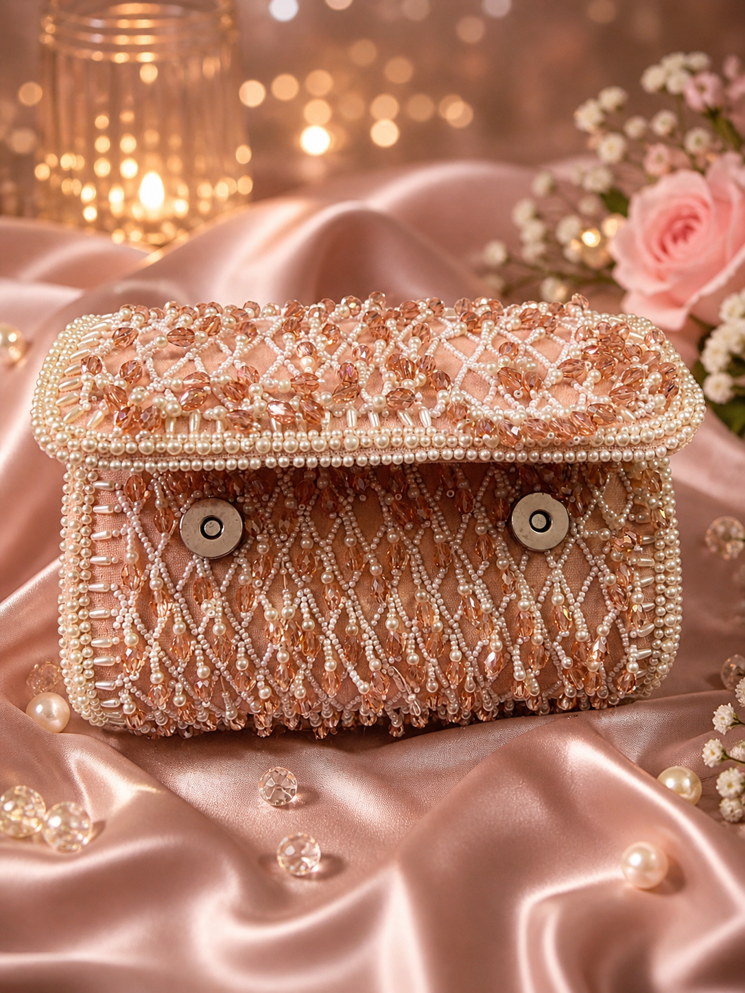Champagne Pearl Embellished Bag