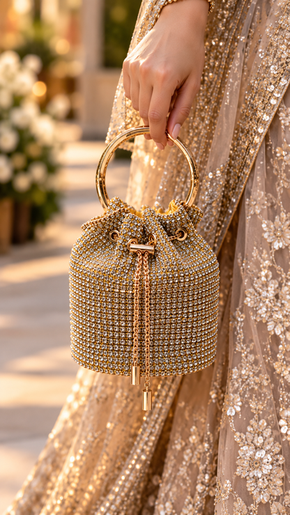 Golden Crystal Luxe Potli Bag