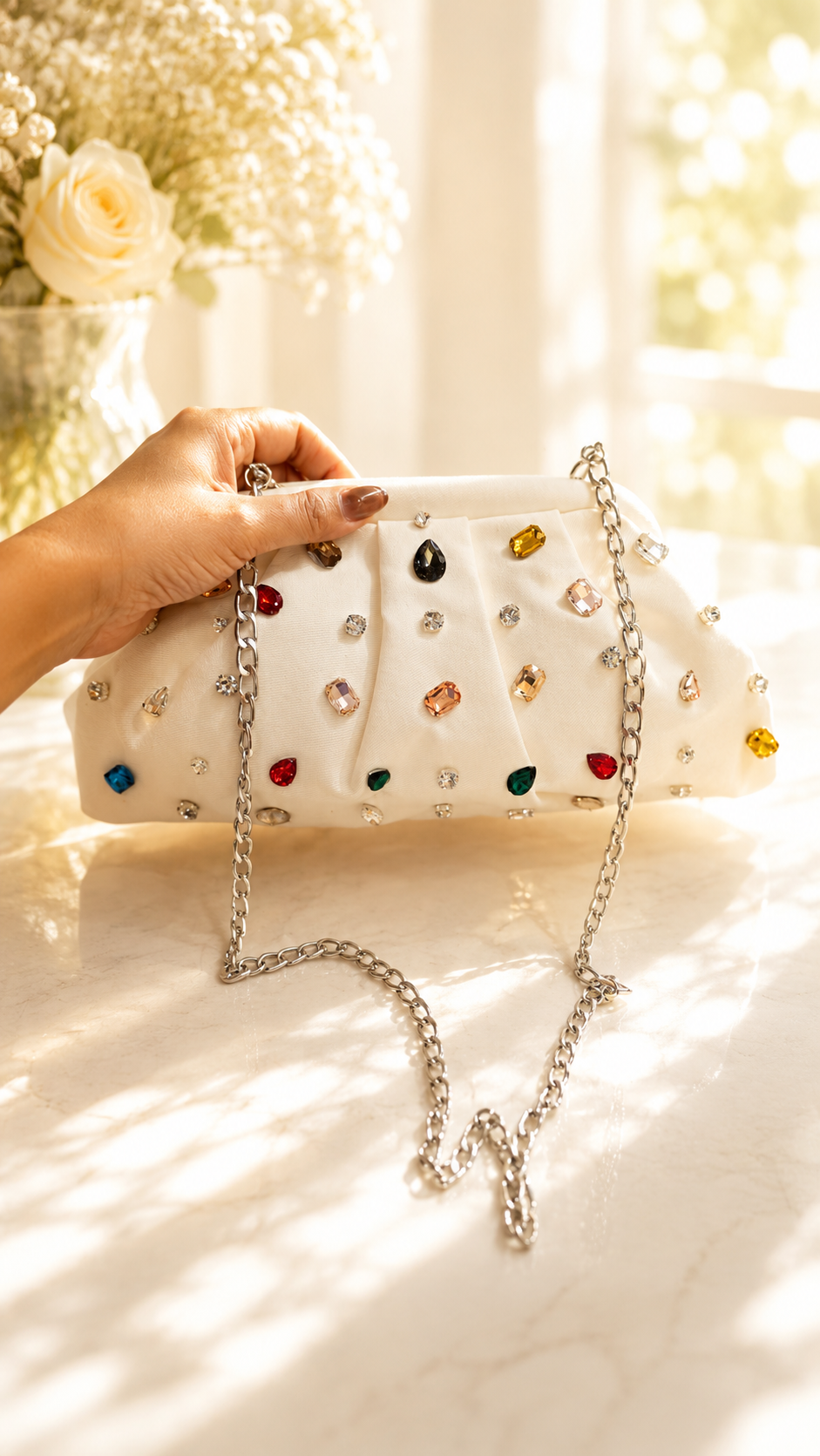 Milky White Gemstone Bag