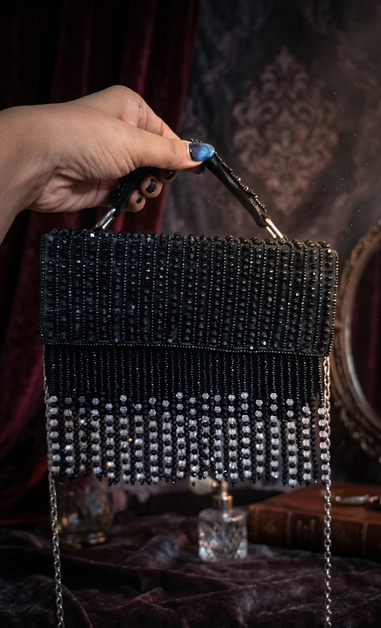 Midnight Noir black Crystal bag