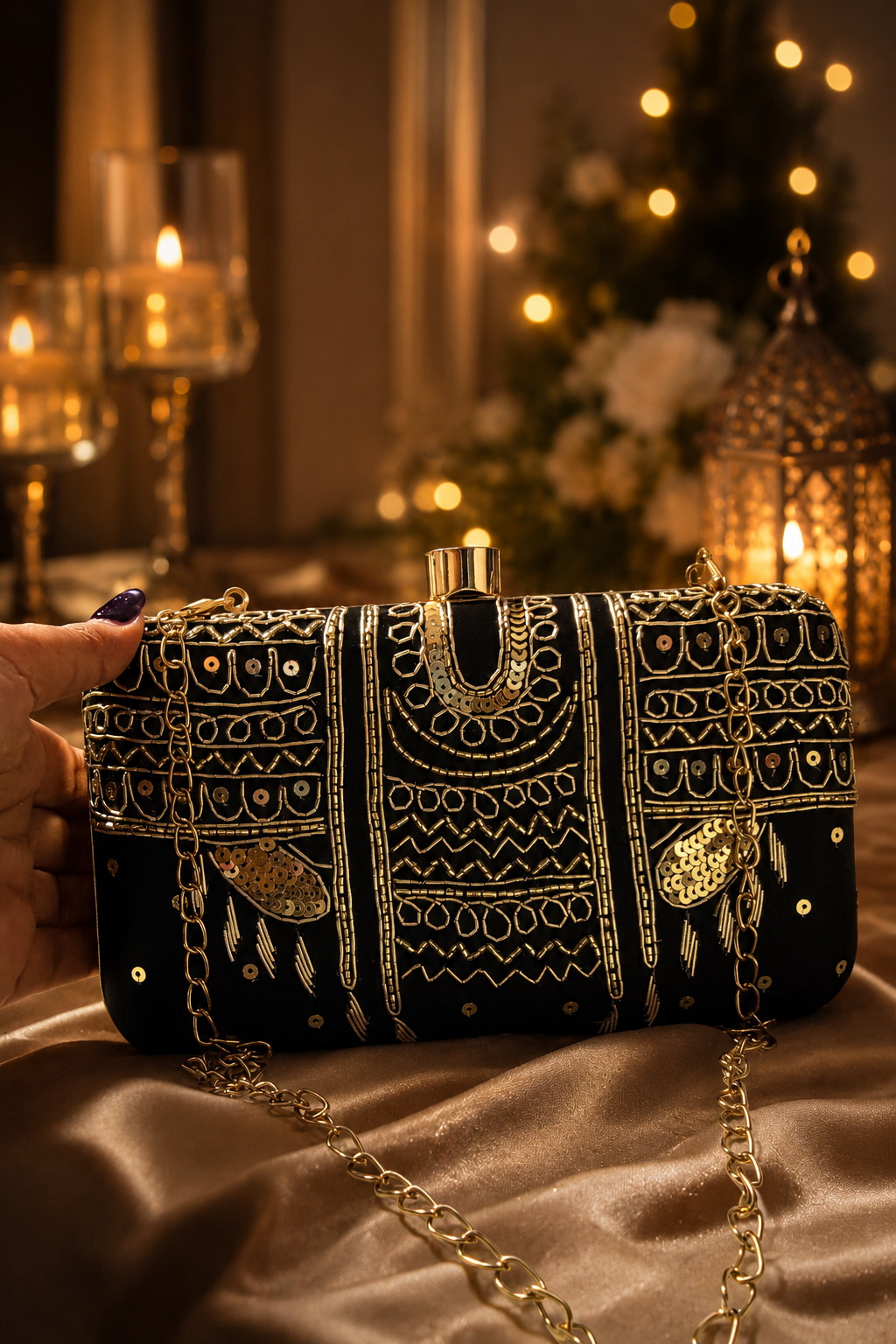 Noir Black Clutch Bag