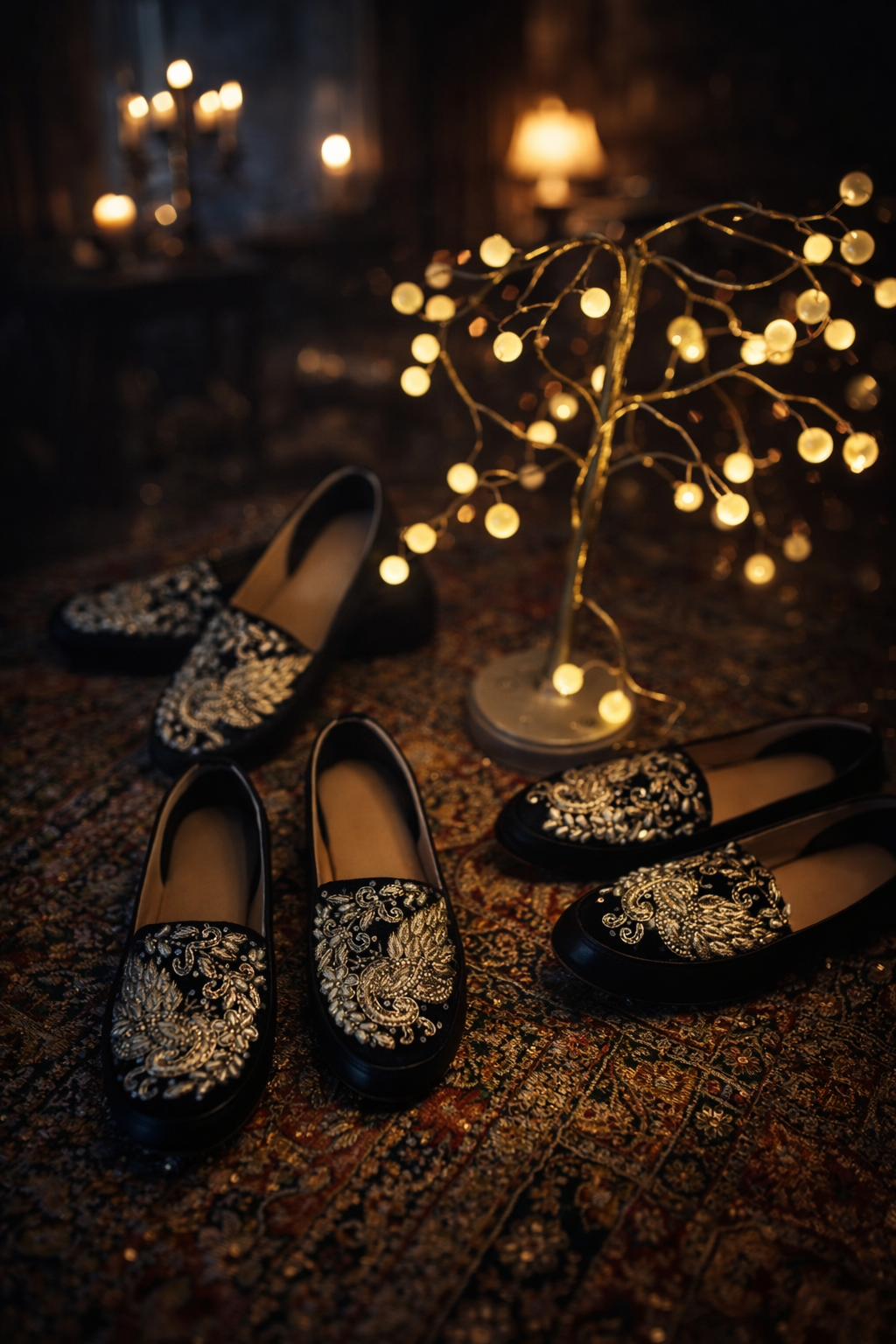 Midnight Noir black Embellished Loafers