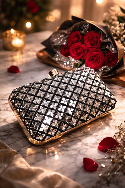 Noir Mirror Luxe Clutch