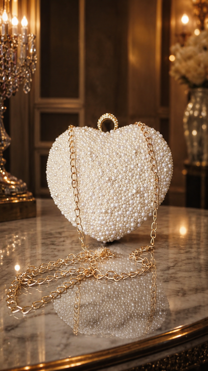 Pearl Heart Luxe Sling Clutch