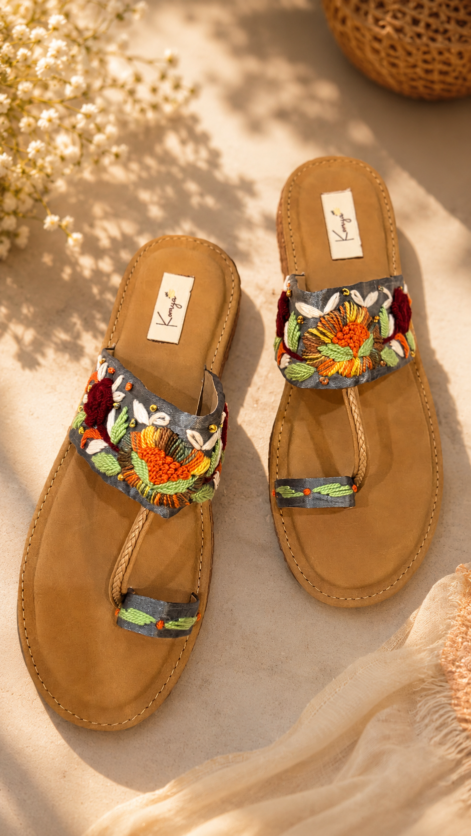 Sun Bloom Embroidered Flats