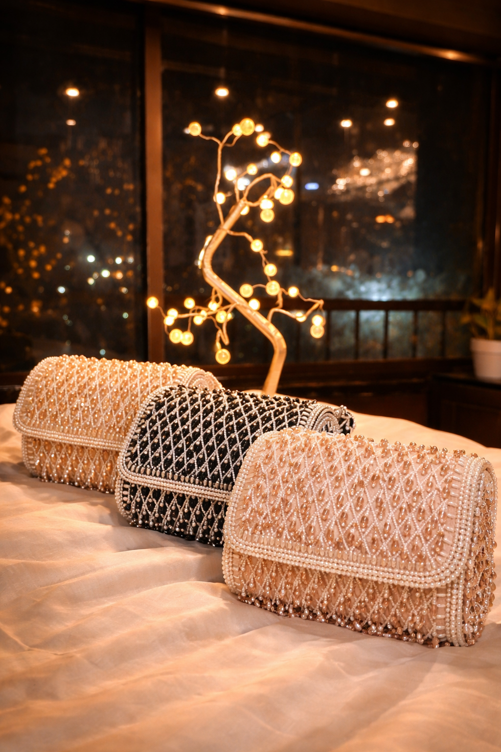 Champagne Pearl Embellished Bag