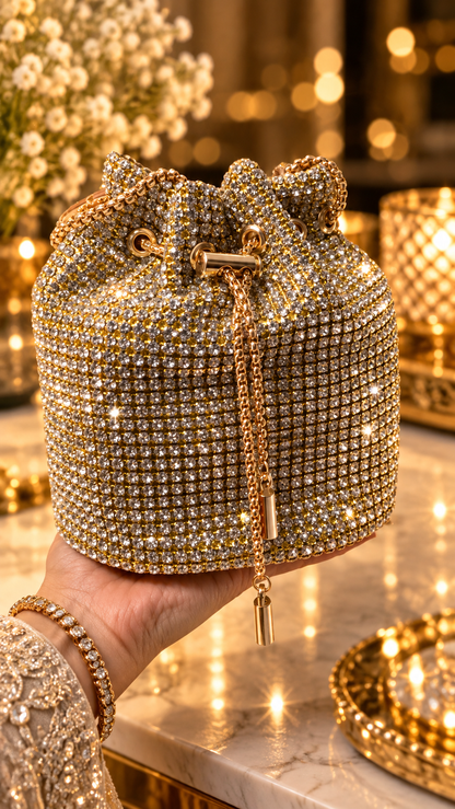 Golden Crystal Luxe Potli Bag