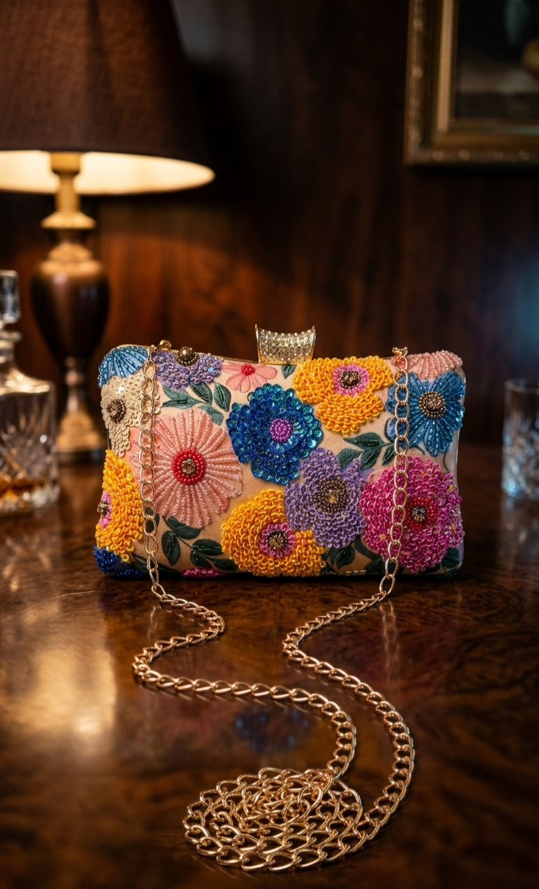Bloom Luxe Embellished Clutch