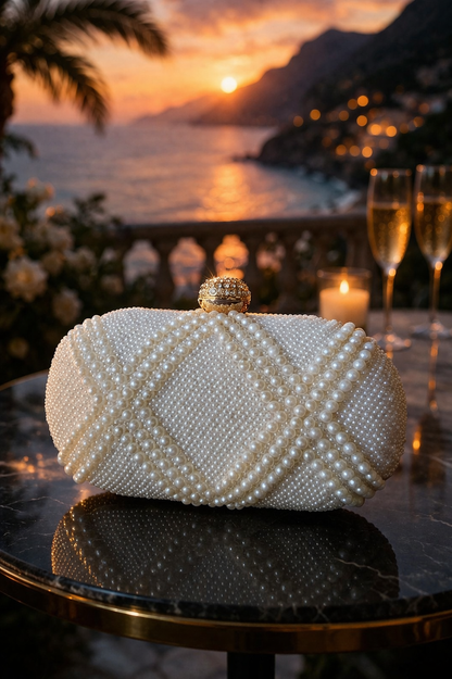 Pearl X Embellished Evening Clutch