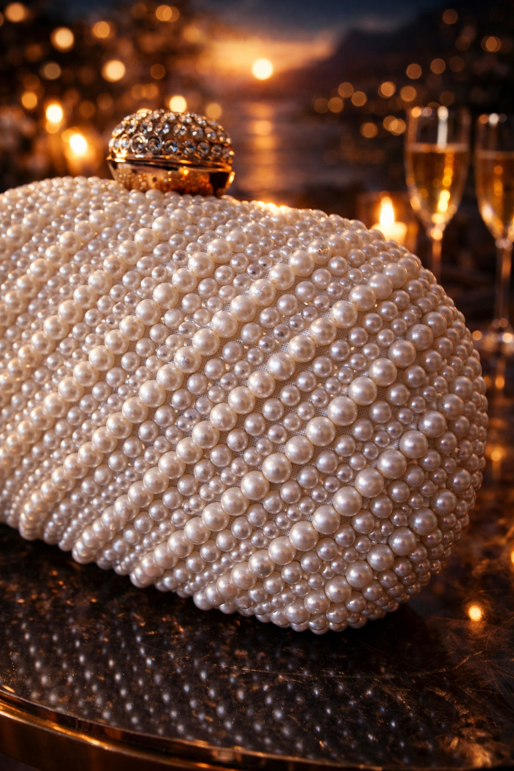 Pearl Embellished Party Clutch