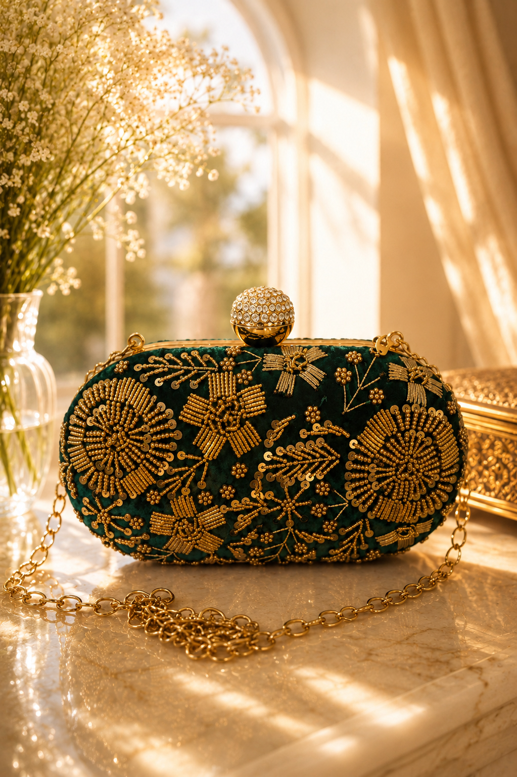 Regal Green Bloom Clutch
