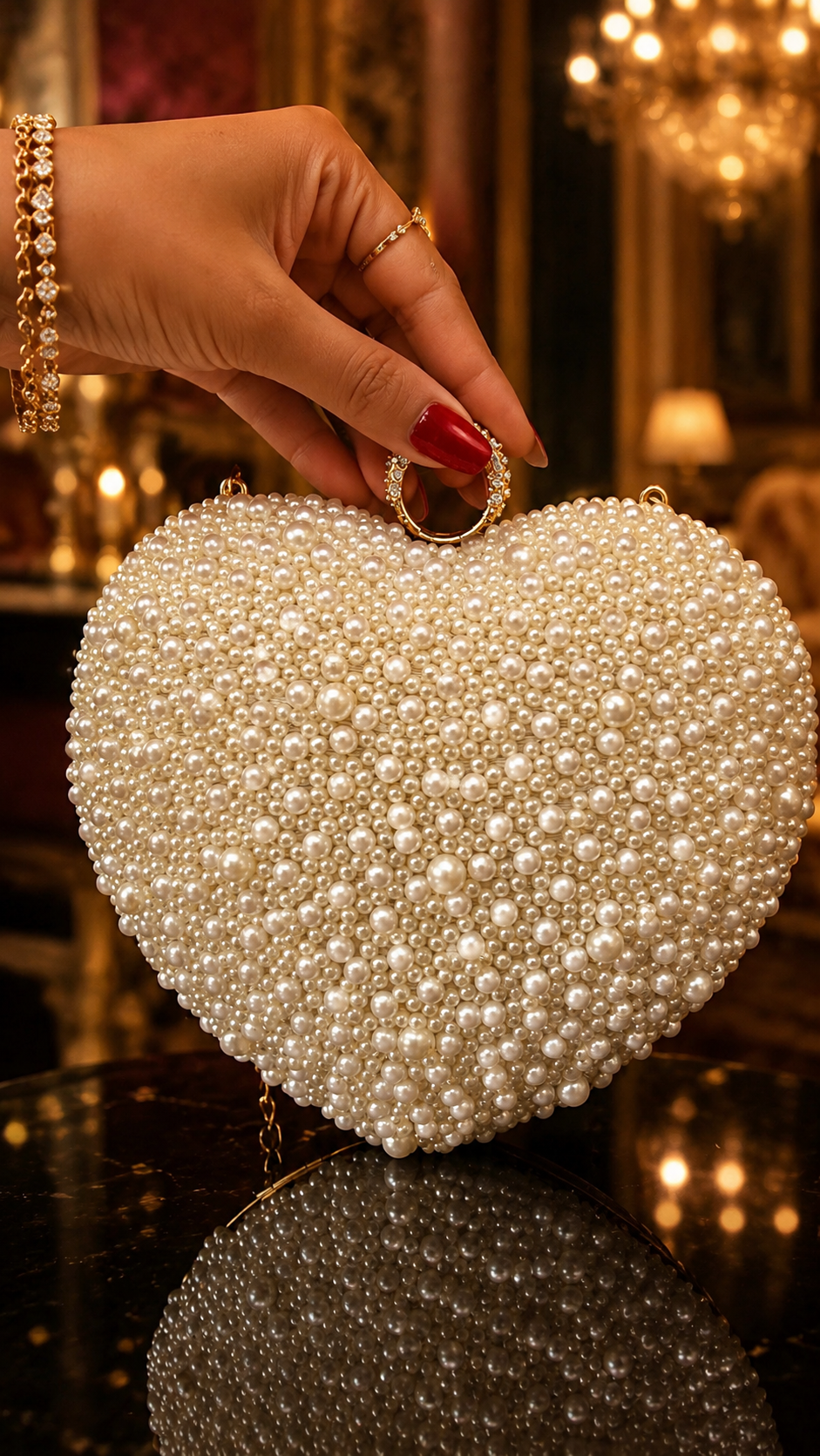 Pearl Heart Luxe Sling Clutch