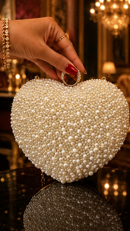 Pearl Heart Luxe Sling Clutch