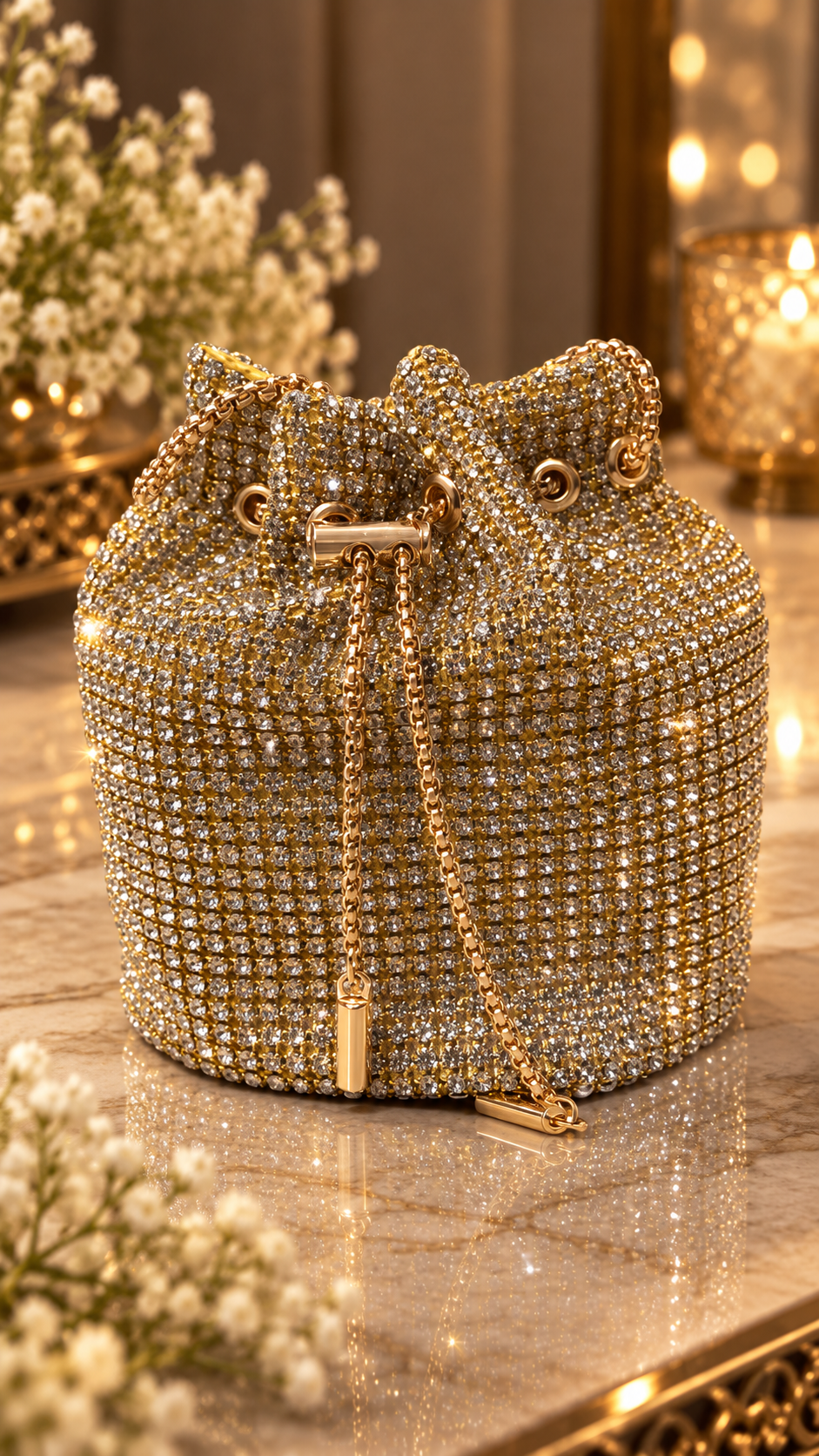 Golden Crystal Luxe Potli Bag