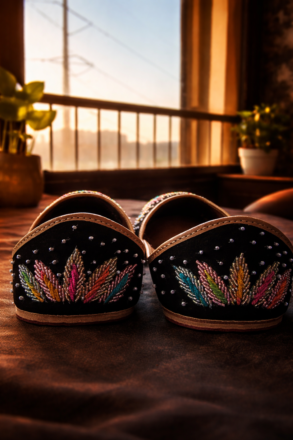 Midnight Bloom Embellished Jutti