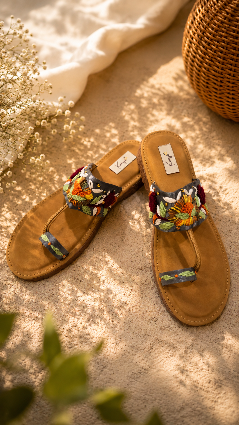 Sun Bloom Embroidered Flats