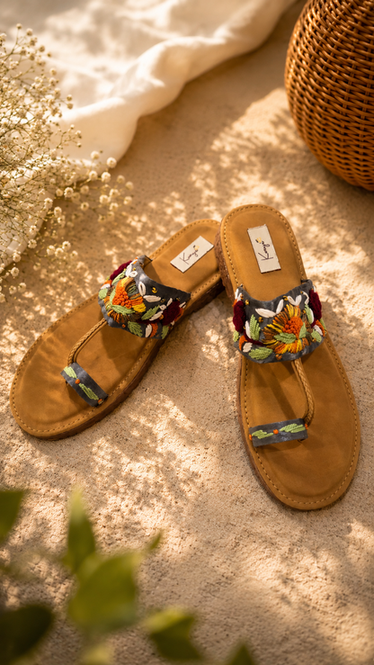 Sun Bloom Embroidered Flats
