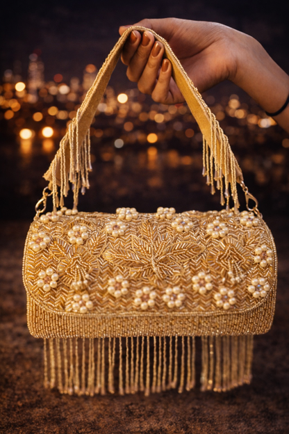 Golden Pearl Embellished Clutch