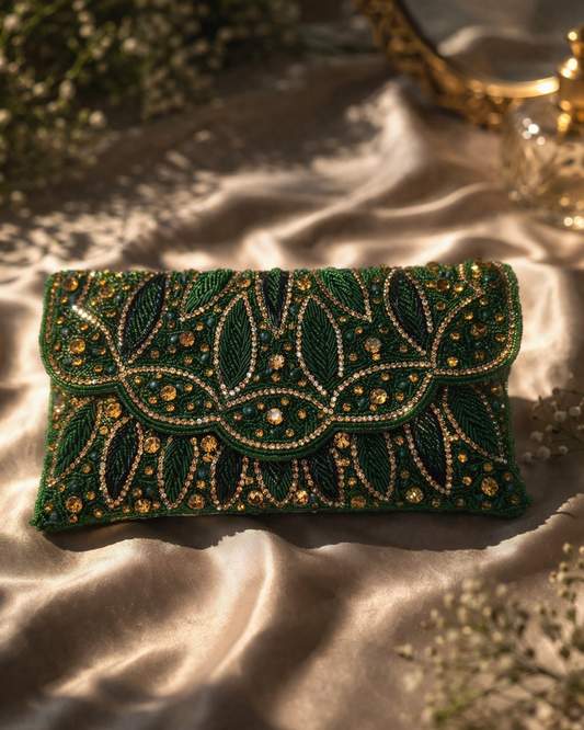 Ocean Blossom Beaded Envelope Clutch