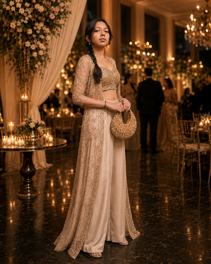 Crystal Cascade Half-moon Bag GOLD