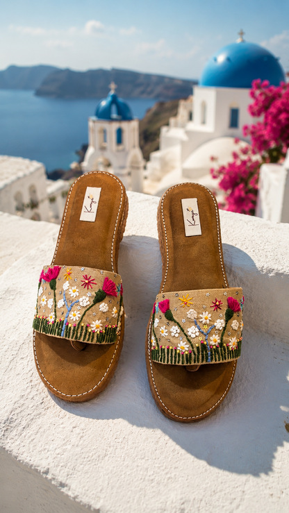 Bloom Trail Embroidered Slides