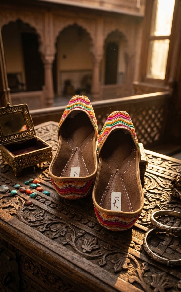 Multicolor Chevron Embellished Jutti
