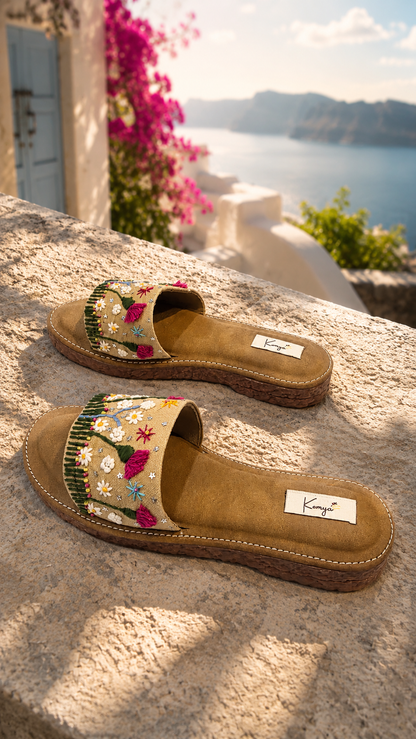 Bloom Trail Embroidered Slides