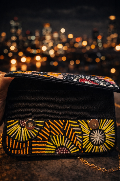 Midnight black Floral Embellished Bag