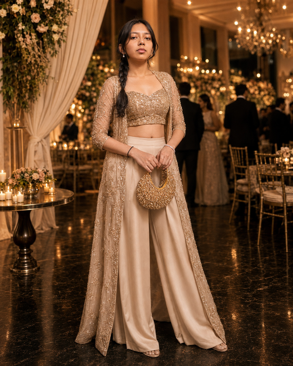 Crystal Cascade Half-moon Bag GOLD