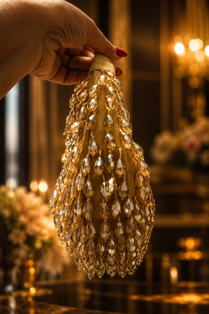 Crystal Cascade Half-moon Bag GOLD