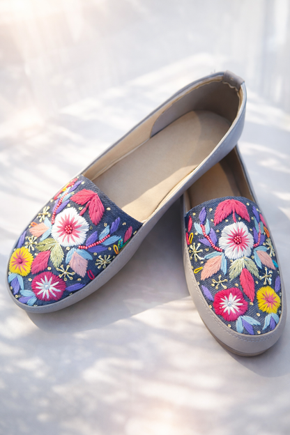 BloomCraft Embroidered Slip-On Loafers