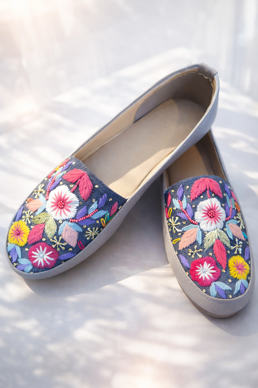 BloomCraft Embroidered Slip-On Loafers