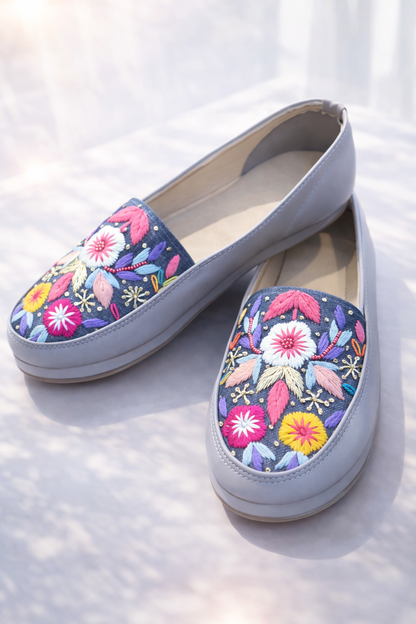 BloomCraft Embroidered Slip-On Loafers