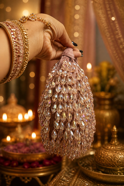 Crystal Cascade Half-moon Bag ROSE-GOLD