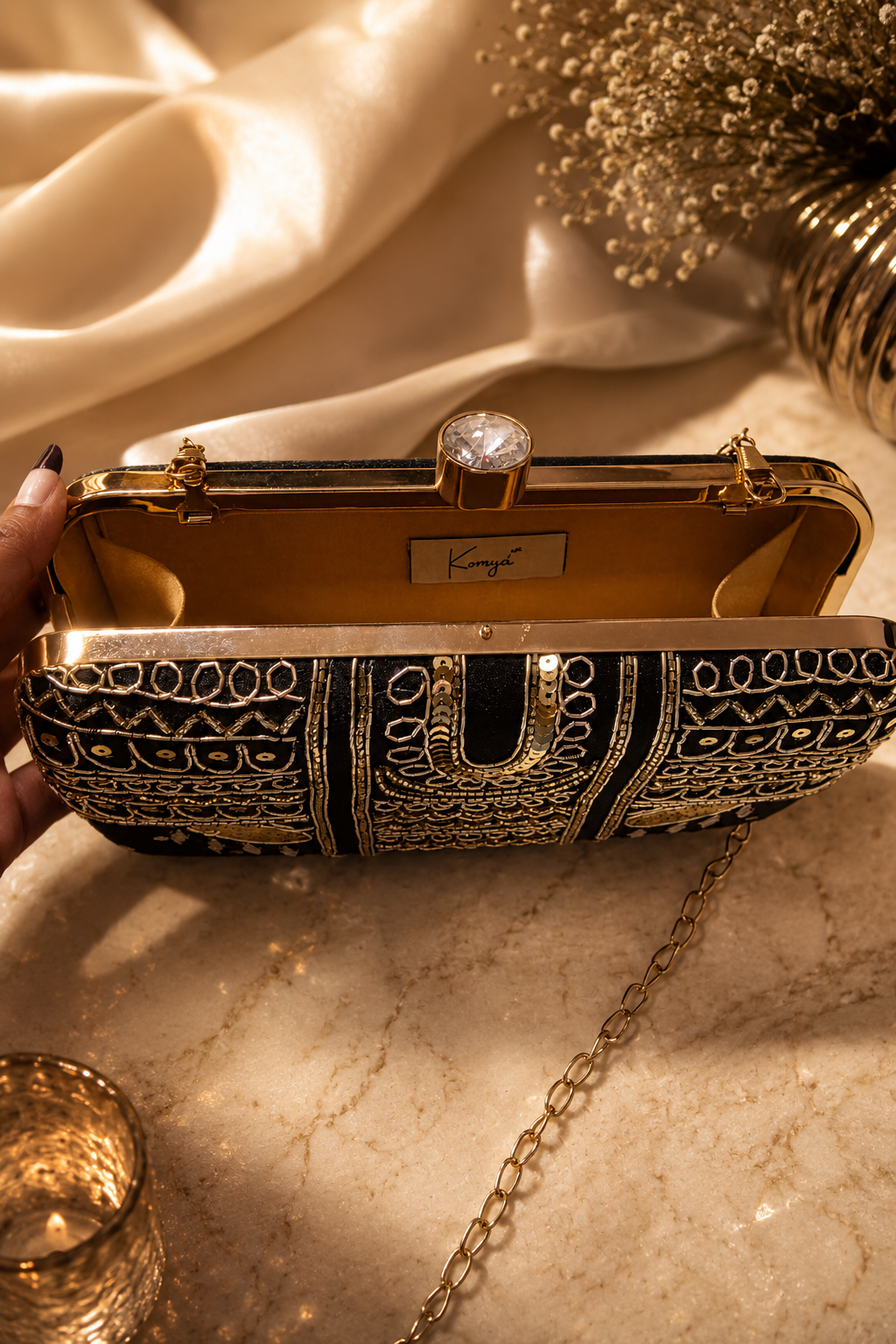 Noir Black Clutch Bag