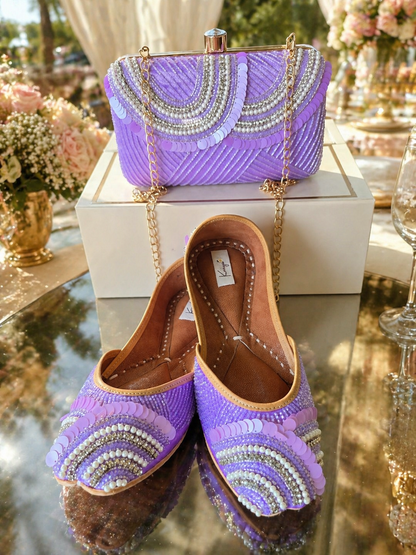 Lavender Pearl Sequin Jutti & Clutch Bag Combo