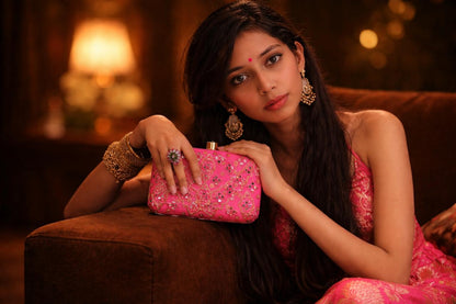 Hot Pink Mirror Work Clutch