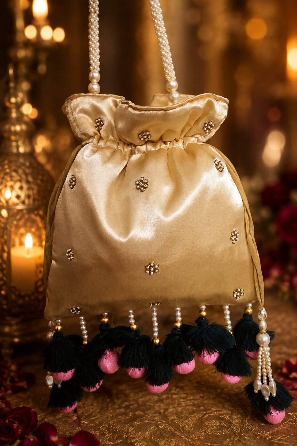 Pichwai ivory gold Potli Bag