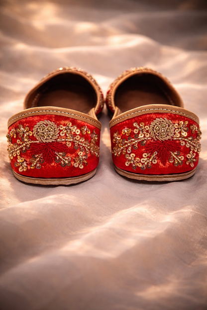 Royal Red Embellished Juttis