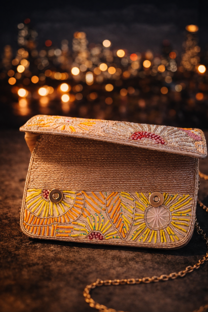 Soft peach Floral Embellished Bag