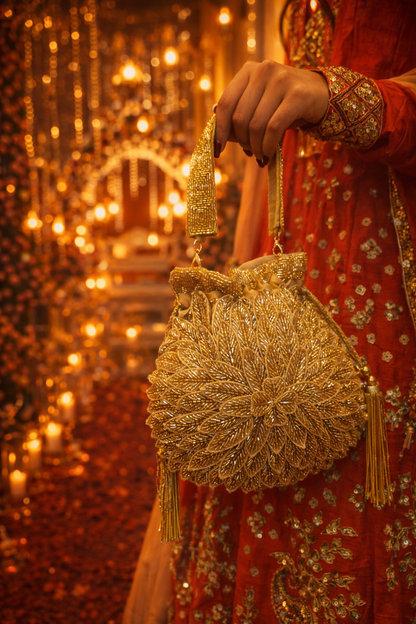 Golden Embellished Potli Bag