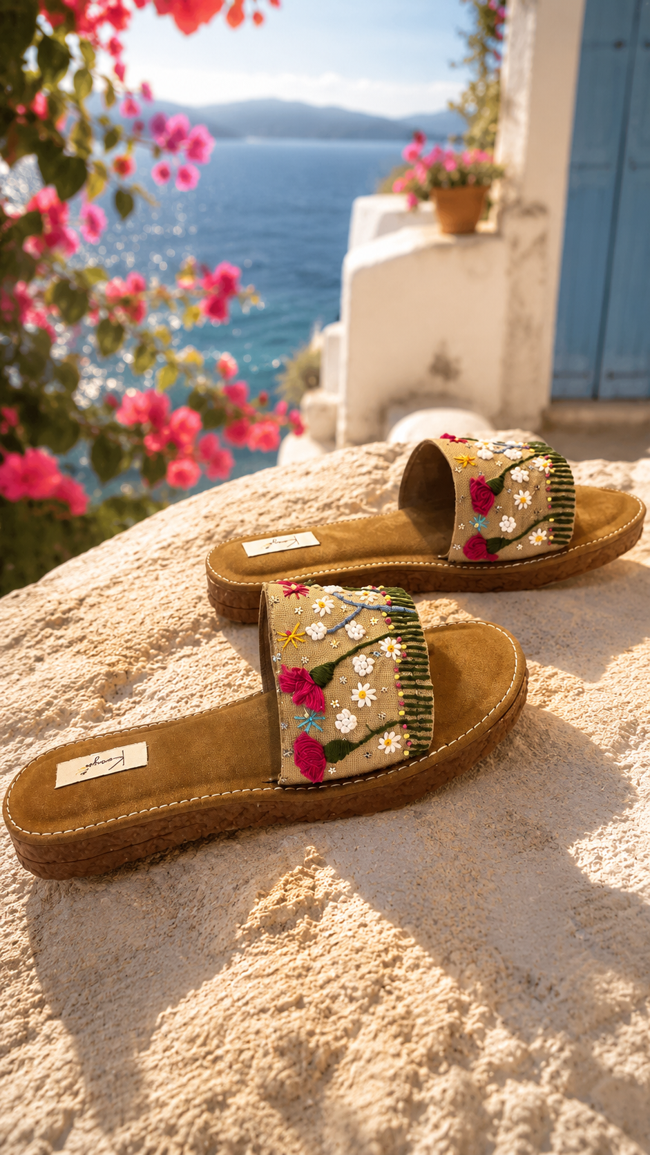 Bloom Trail Embroidered Slides