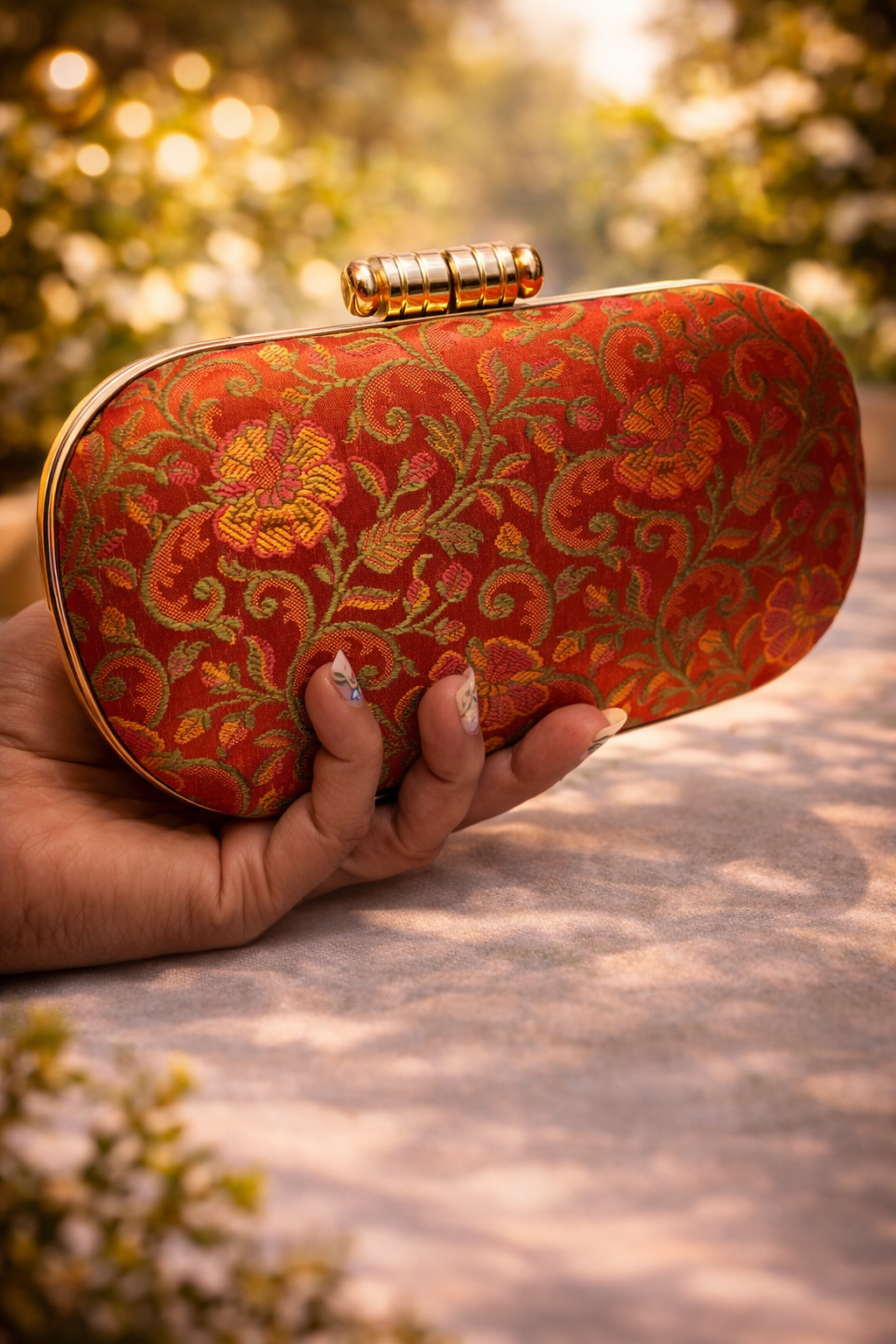 Royal Floral Brocade Clutch