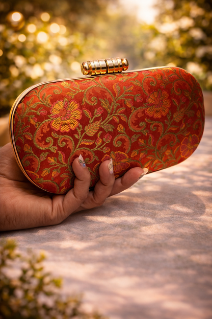 Royal Floral Brocade Clutch