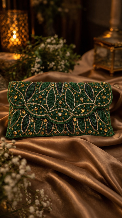 Ocean Blossom Beaded Envelope Clutch